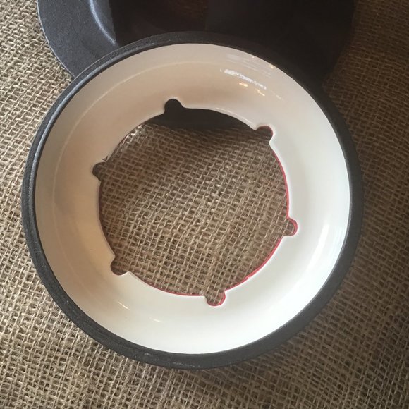 Cast Iron Enamel Fondue Set with Cast Iron Stand - Picture 6 of 12